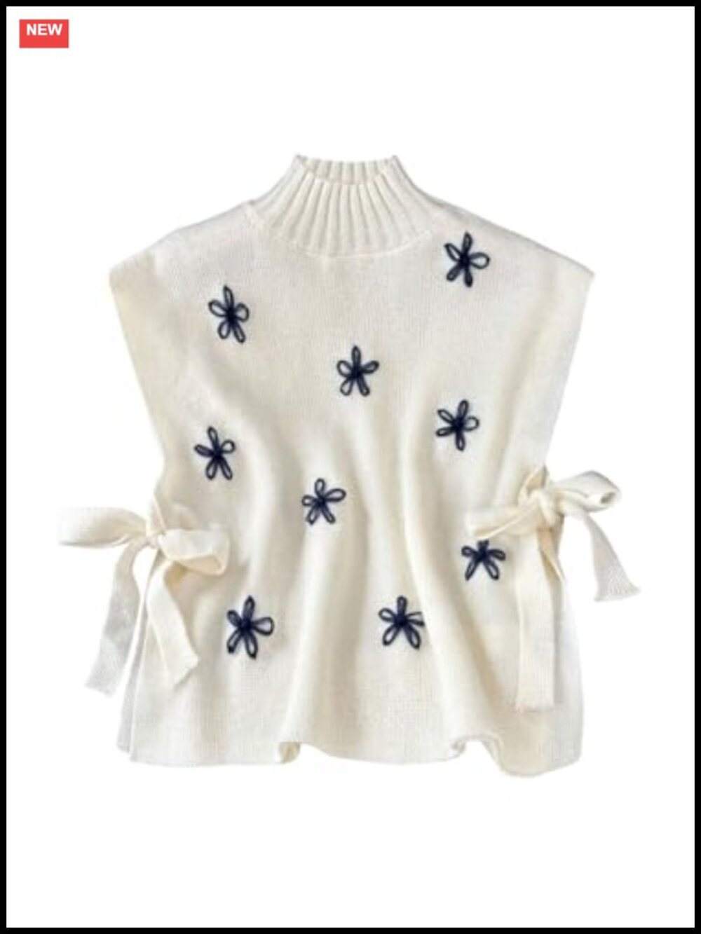 Women's Sleeveless Knit Vest Mock Neck 3D